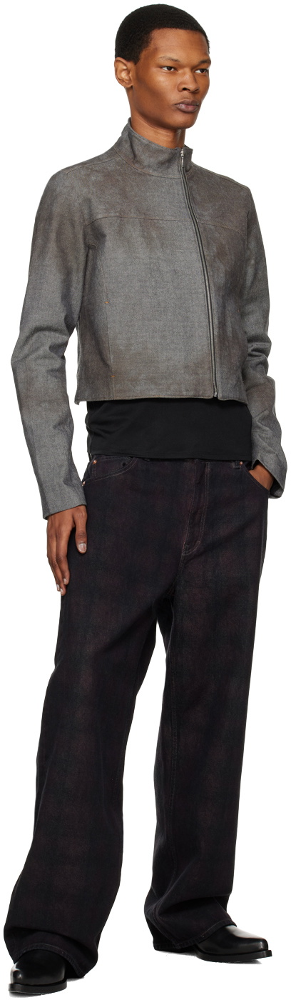 Mainline:RUS/Fr.CA/DE Brown Offset Zip Denim Jacket