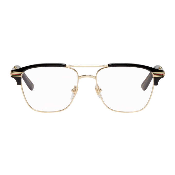 Photo: Gucci Gold and Black Square Glasses