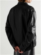 Balenciaga - Button-Down Collar Padded Leather Overshirt - Black