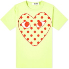 Comme des Garçons Play Men's Red Heart Polka Dot Logo T-Shirt in Green