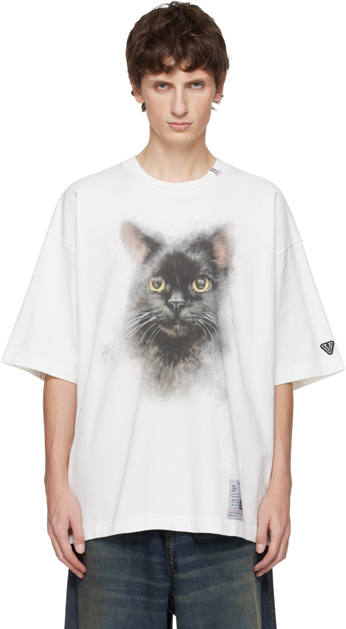Maison MIHARA YASUHIRO Black Distressed Cat Print T-shirt Maison