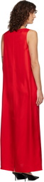 Róhe Red Silk Scoop-Neck Maxi Dress