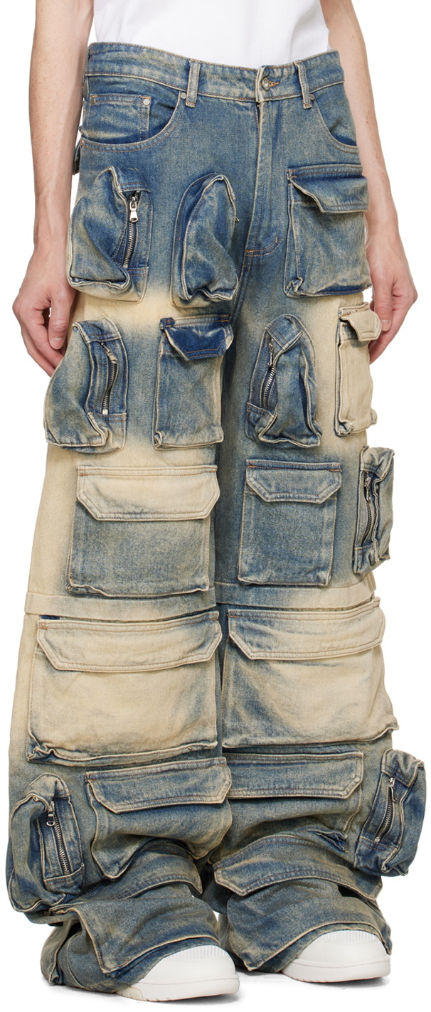Who Decides War Blue Rave Denim Cargo Pants