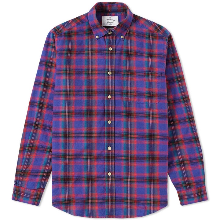 Photo: Portuguese Flannel Button Down Boston Check Shirt Blue