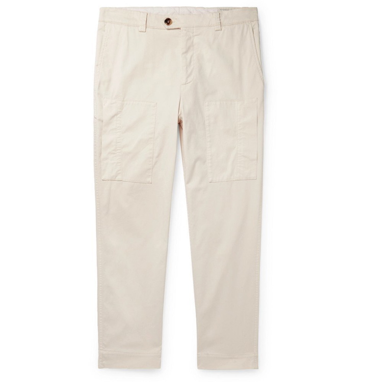 Photo: Brunello Cucinelli - Tapered Cotton-Blend Trousers - Beige