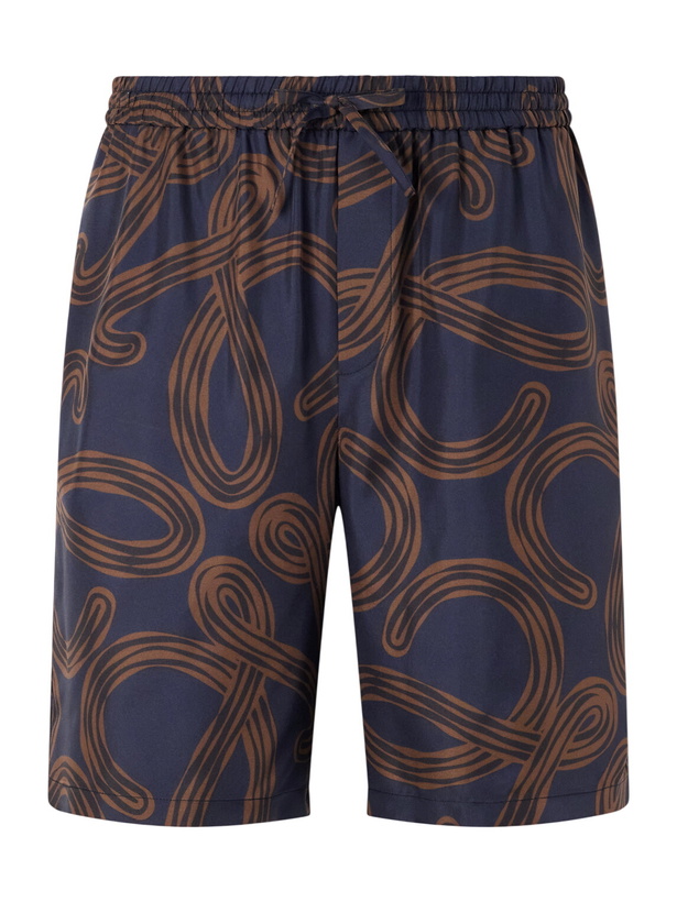 Photo: LOEWE - Paula's Ibiza Straight-Leg Printed Silk Drawstring Shorts - Blue