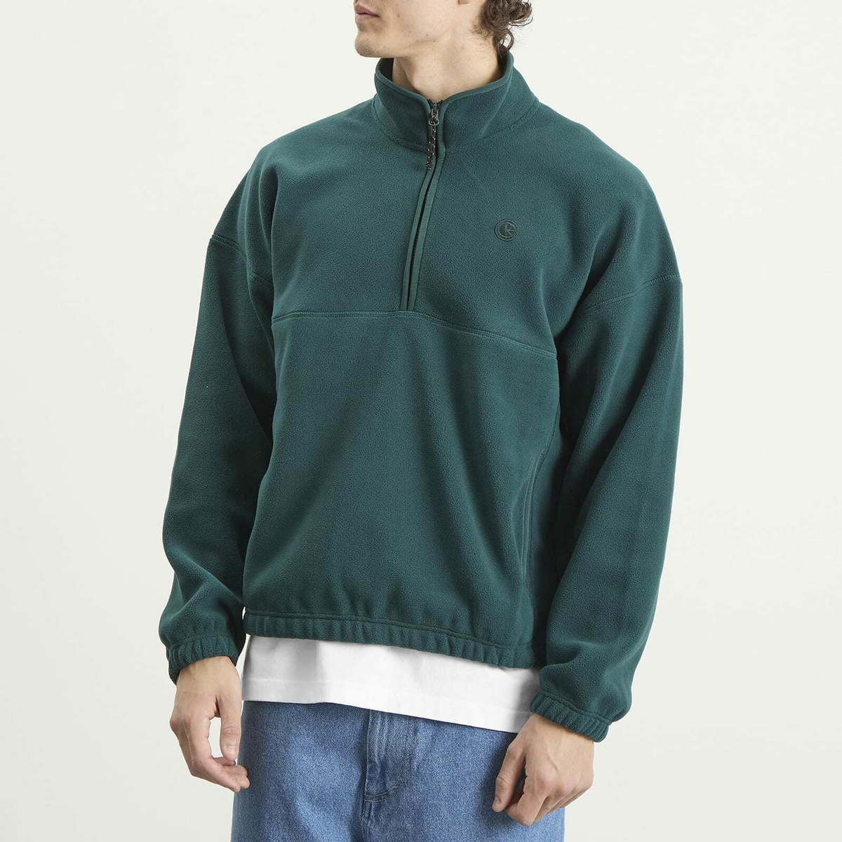 Polar Skate Co. Men's Ivan Half Zip Fleece Sweatshirt in Dark Emerald