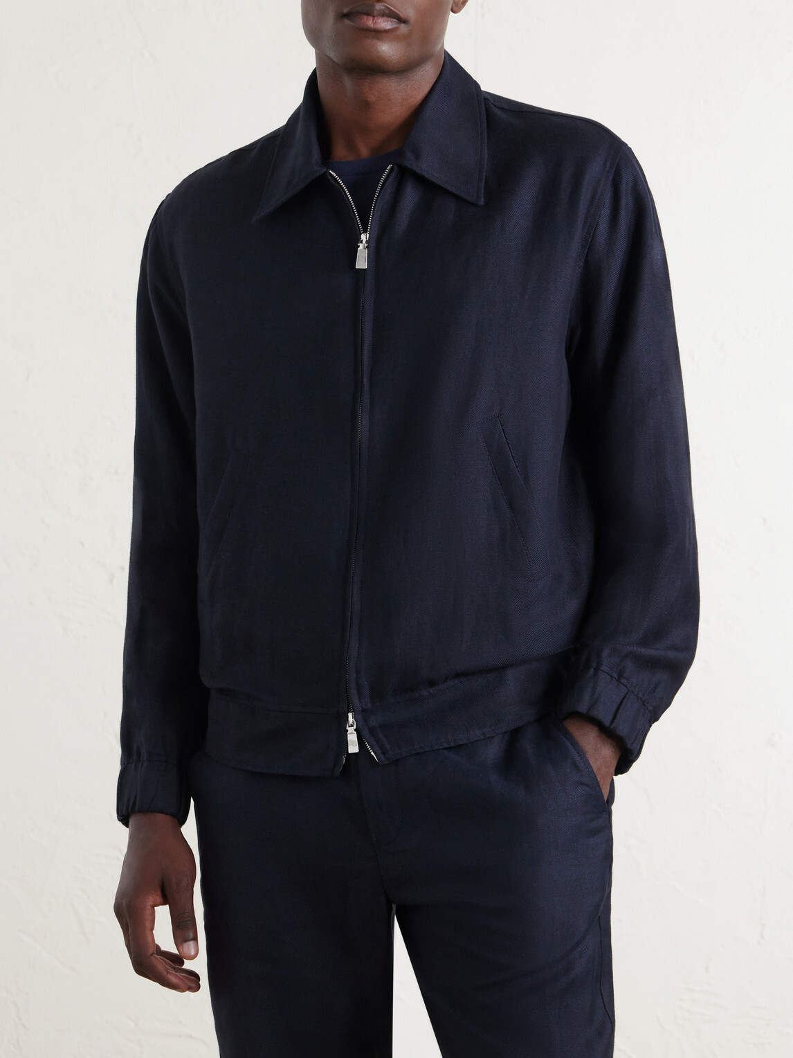 Frescobol Carioca - Tomas Cotton and Linen-Blend Blouson Jacket - Blue