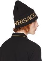 Versace Jeans Couture Black Big Logo Beanie