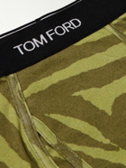 TOM FORD - Zebra-Print Stretch-Cotton Boxer Briefs - Green