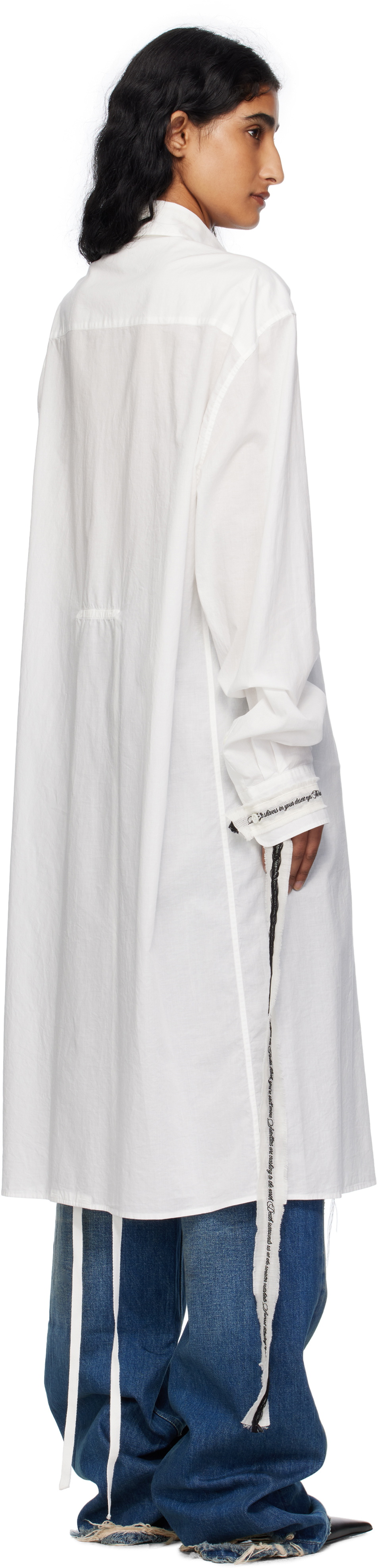Ann Demeulemeester White Gabi Long Draped Ribbons Shirt