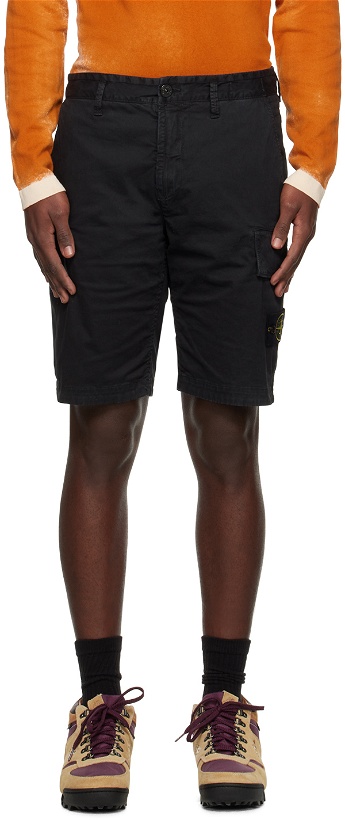 Photo: Stone Island Black Slim-Fit Shorts
