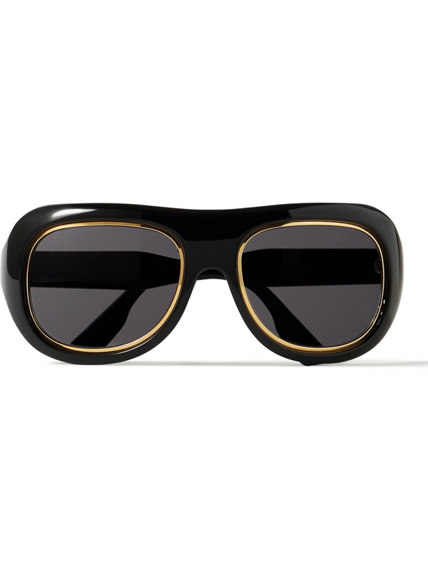 Photo: Gucci Eyewear - Navigator D-Frame Acetate and Gold-Tone Sunglasses