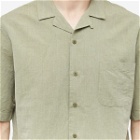 Sunspel Men's Cotton Linen Short Sleeve Shirt in Hunter Green Melange