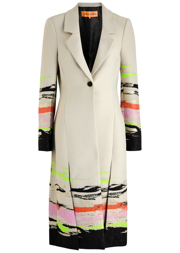 Photo: Stine Goya Aneta Metallic-jacquard Twill Coat Grey