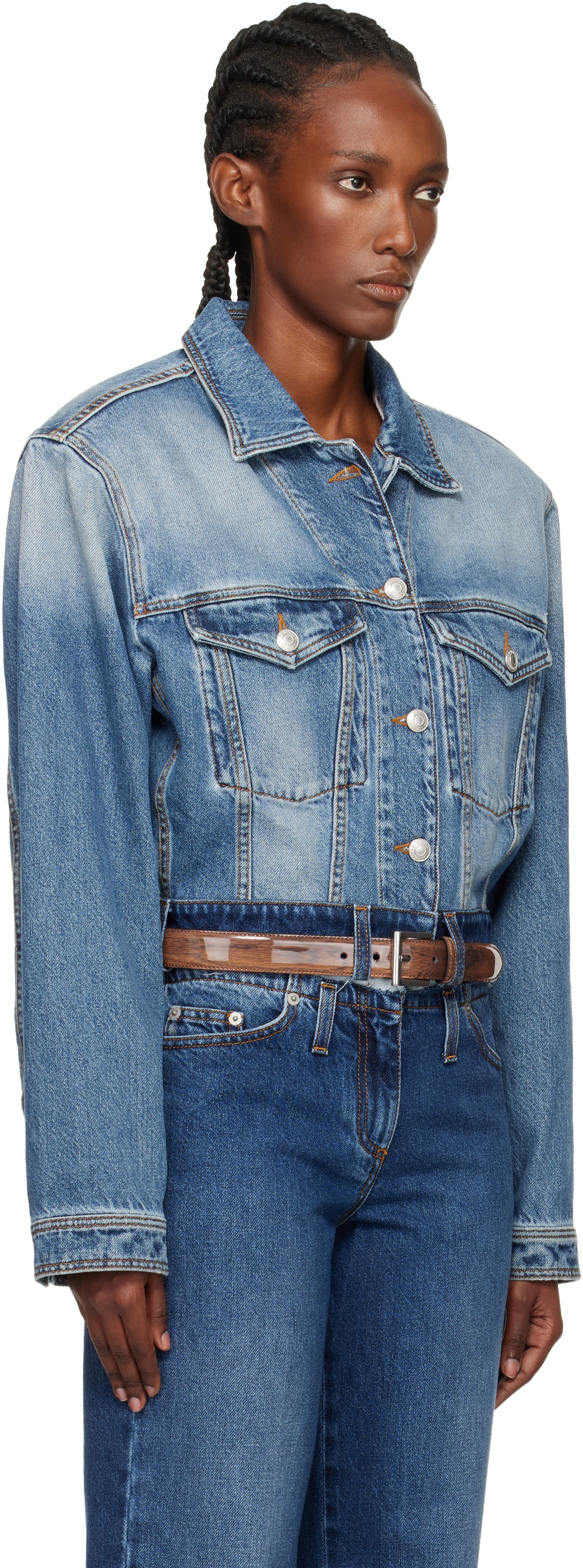 Julie Kegels Blue Venim Belted Denim Jacket