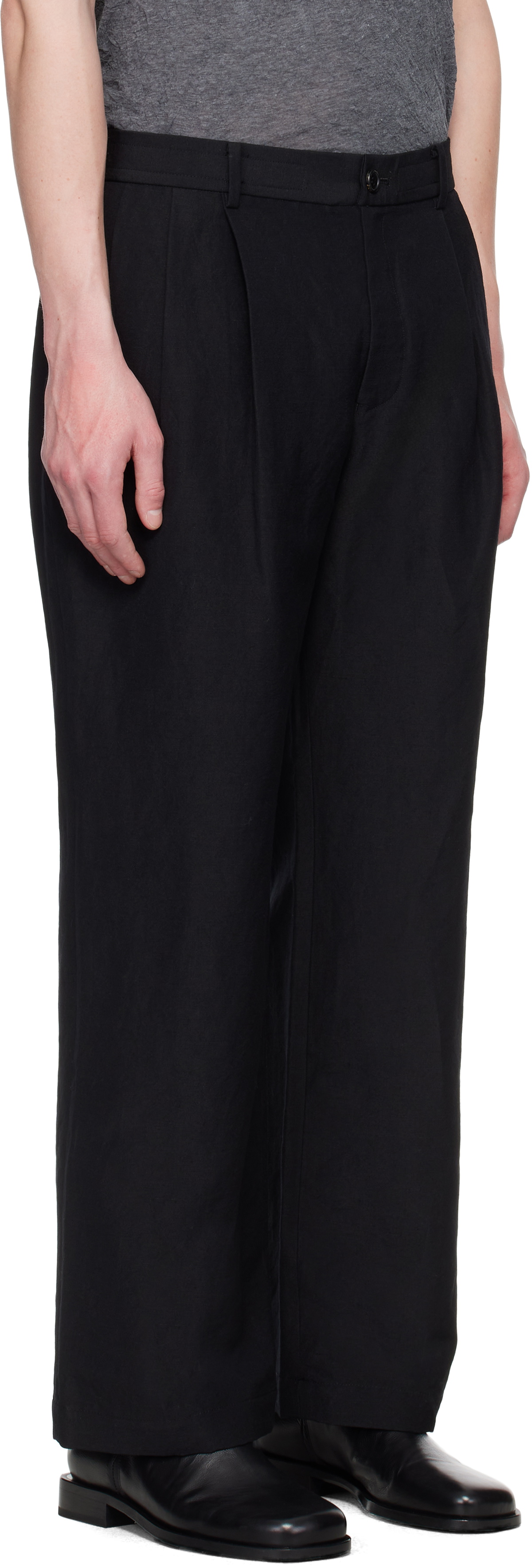 N.Hoolywood Black Tucked Trousers
