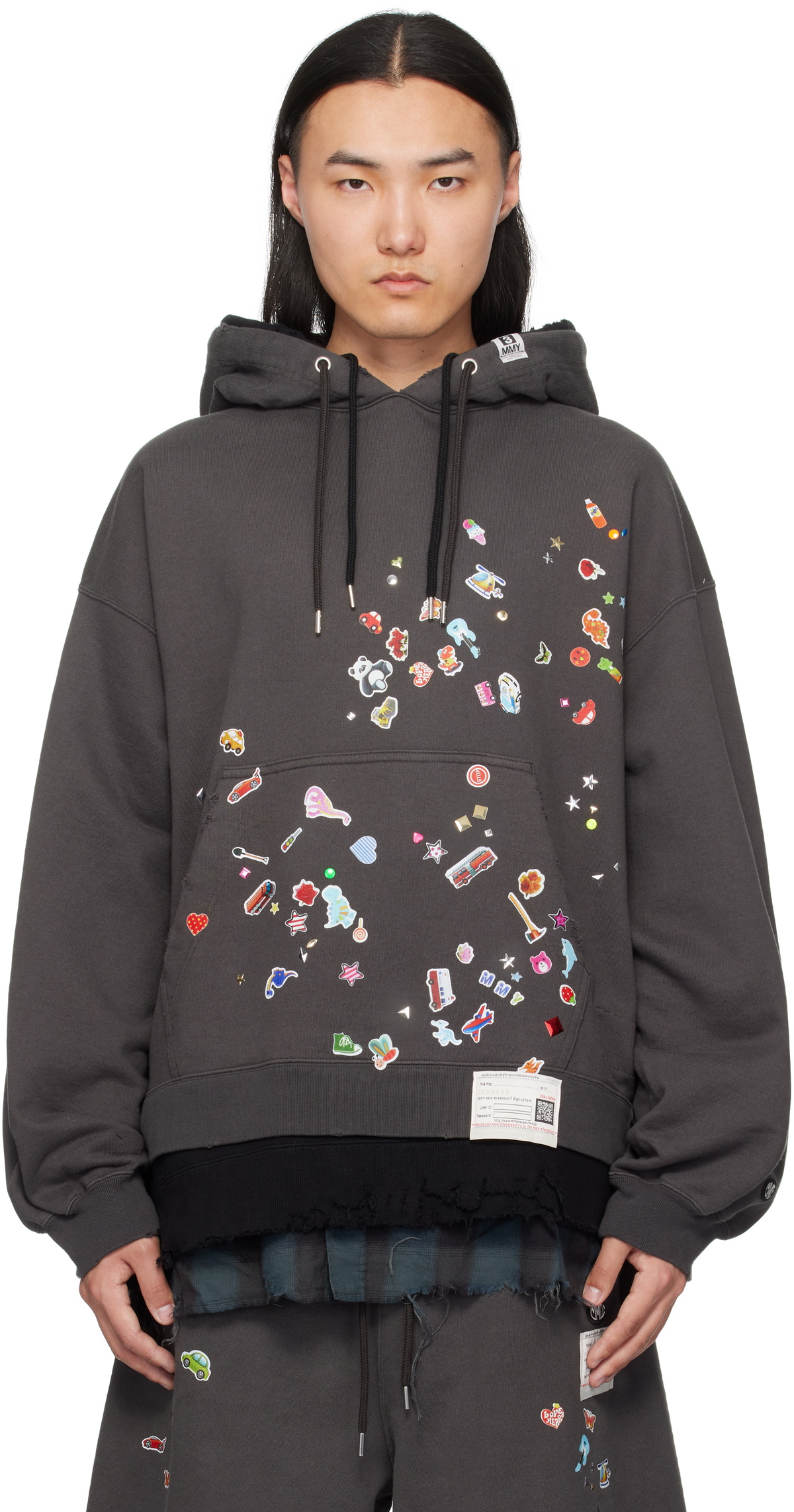 Maison MIHARA YASUHIRO Black Distressed Graffiti Print Zip