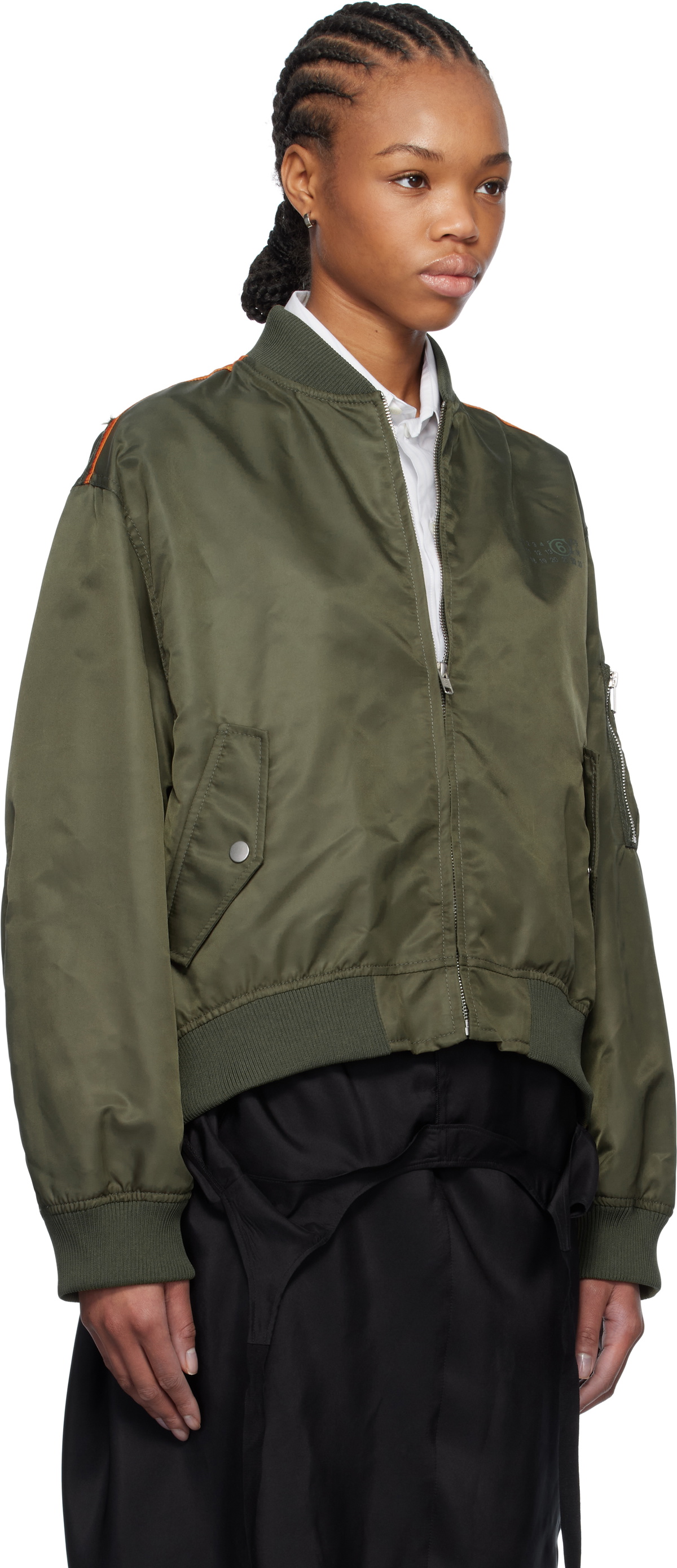 MM6 Maison Margiela Khaki Spliced Bomber Jacket MM6 Maison Margiela