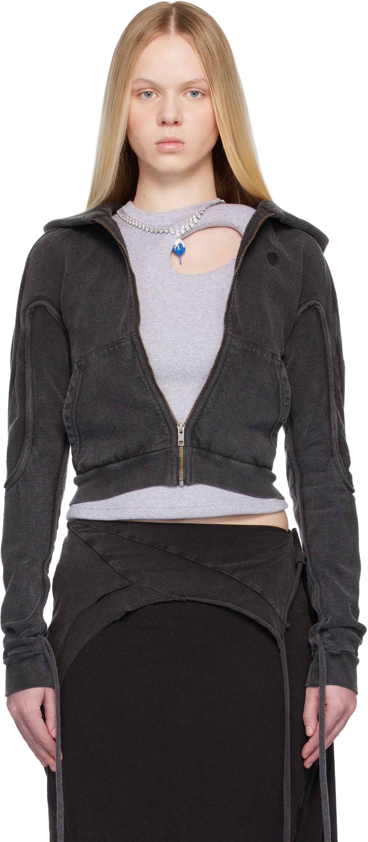Ottolinger Black Fitted Zip Hoodie