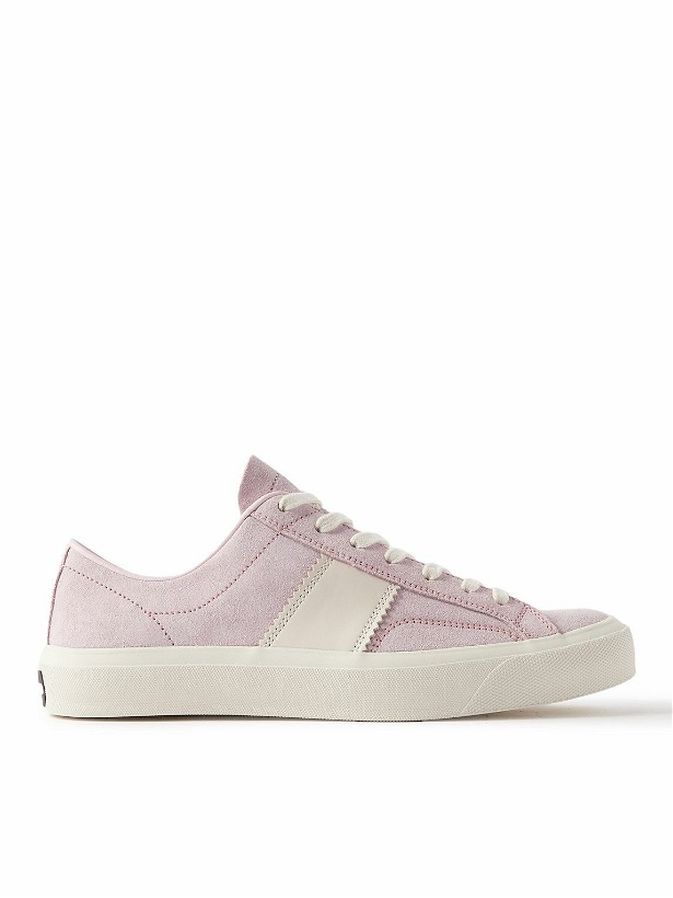 Photo: TOM FORD - Cambridge Leather-Trimmed Suede Sneakers - Pink