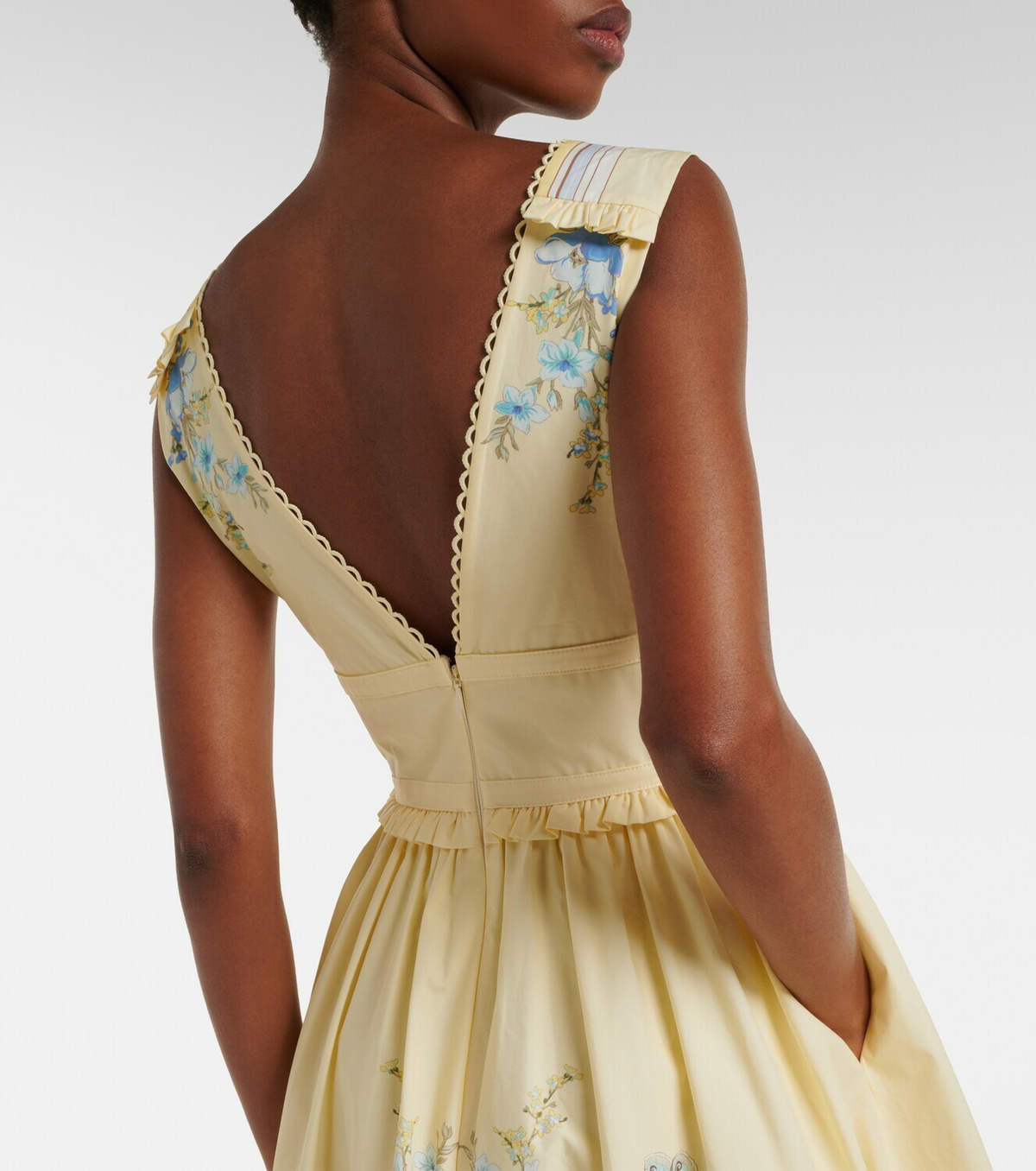 Self-Portrait Floral cotton poplin midi dress