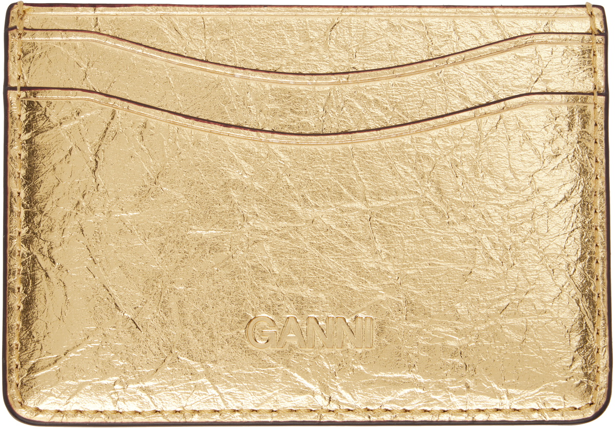 GANNI Gold Bou Metallic Card Holder