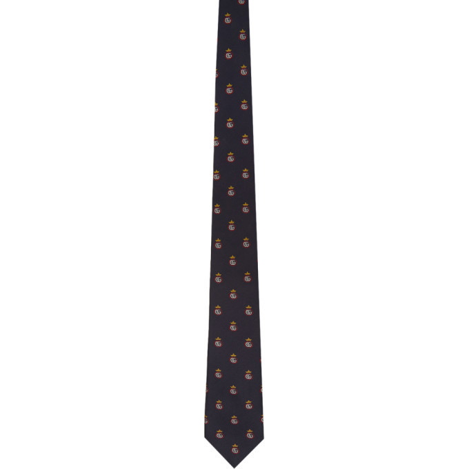 Photo: Gucci Navy Silk GG Crown Tie