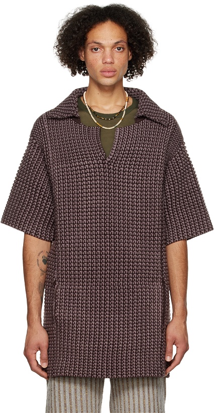 Photo: Isa Boulder SSENSE Exclusive Brown & Purple Peanut Patterned Polo