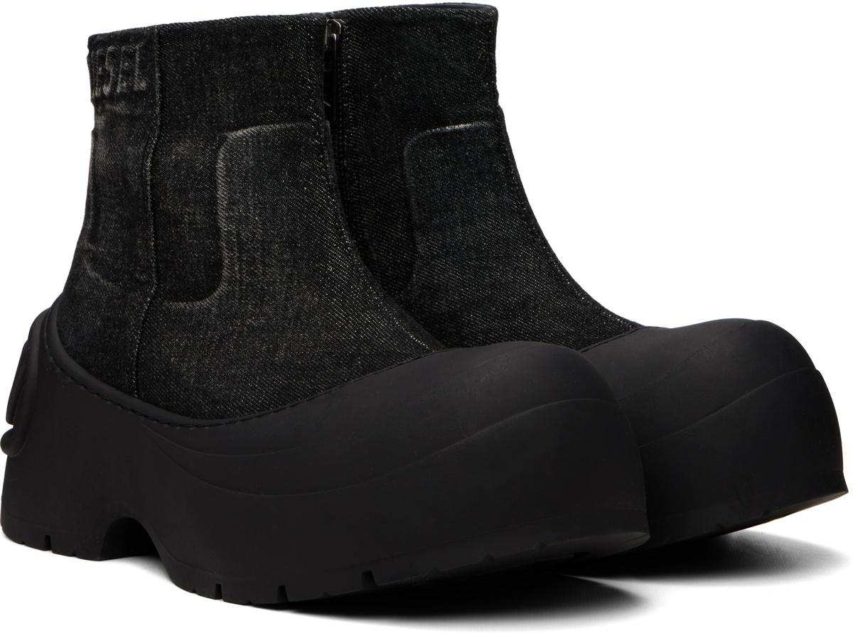 Diesel Black D-Donald Denim Ankle Boots