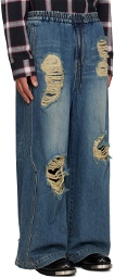 Juun.J Blue Distressed Jeans
