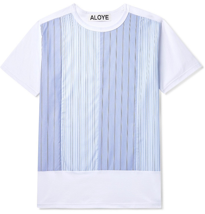 Photo: Aloye - Poplin-Panelled Cotton-Jersey T-Shirt - White