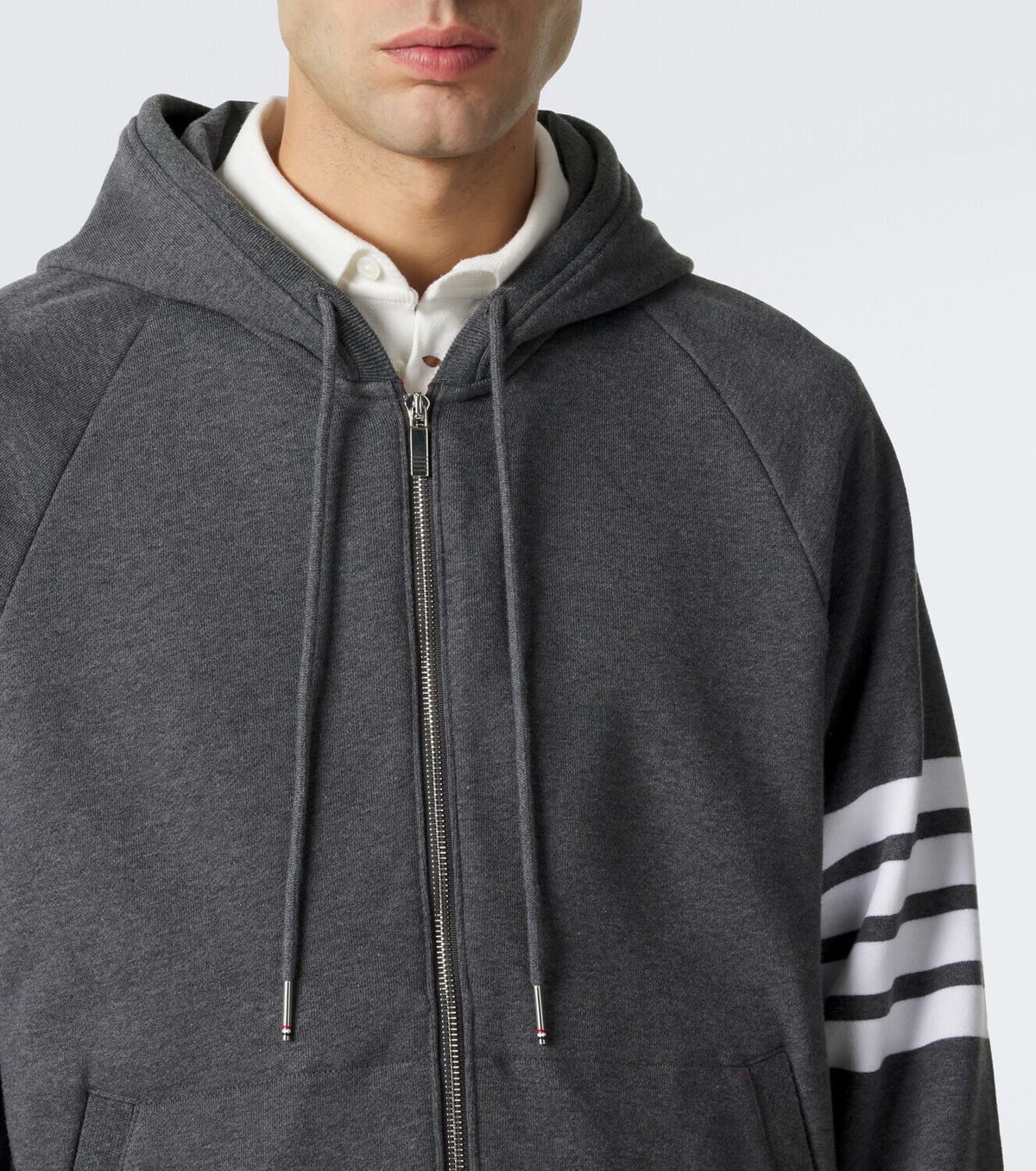 Thom Browne 4-Bar cotton jersey zip-up hoodie
