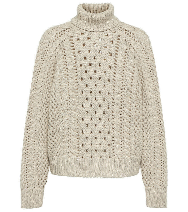 Photo: Brunello Cucinelli Cable-knit cashmere-blend sweater
