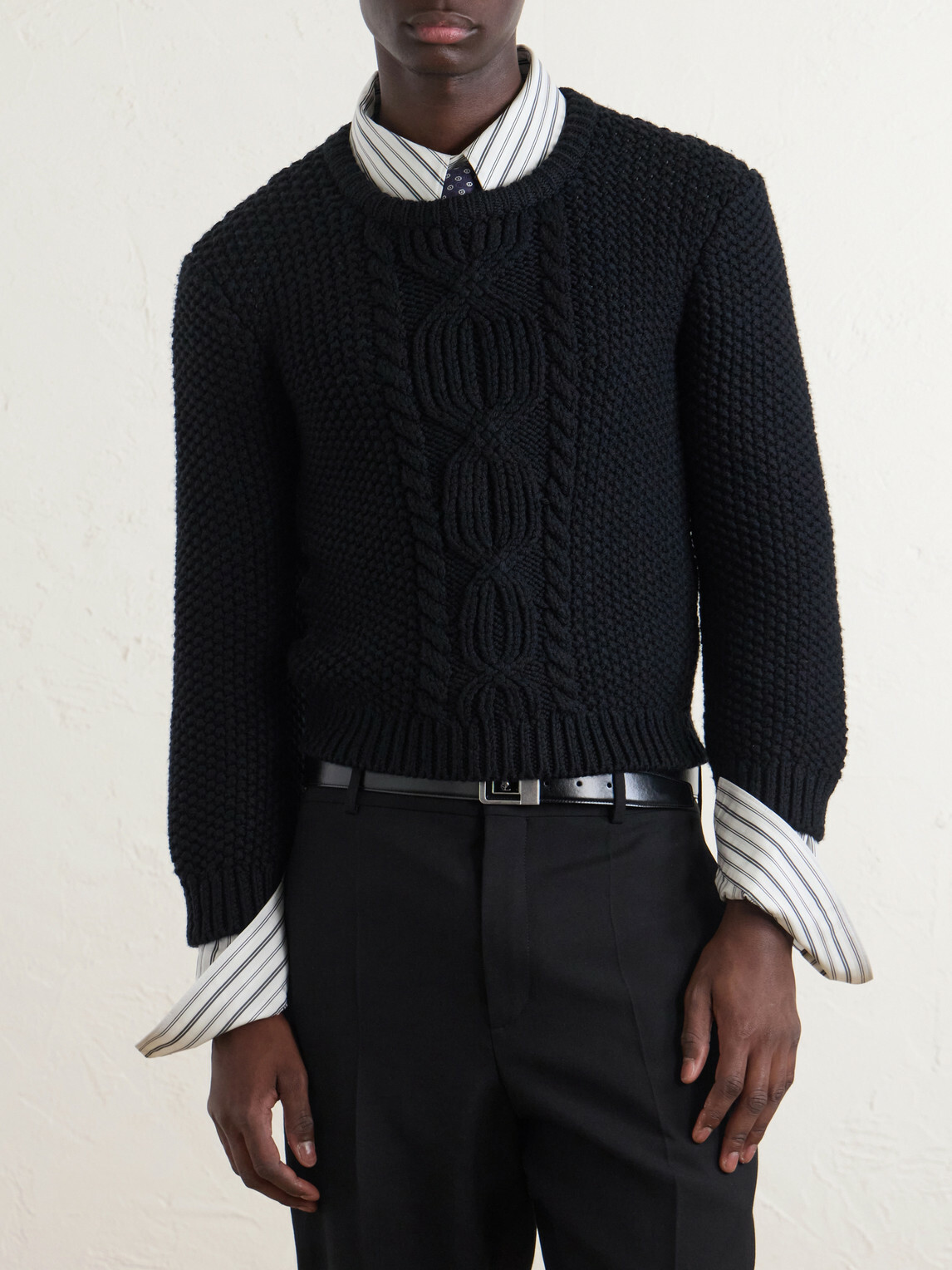 SAINT LAURENT - Knitted Wool Sweater - Black