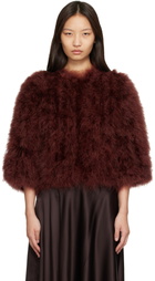Yves Salomon Brown Feather Jacket