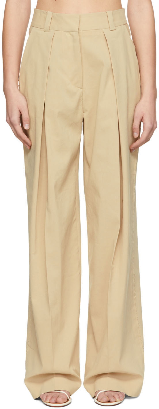 LOW CLASSIC Beige Linen Trousers Low Classic