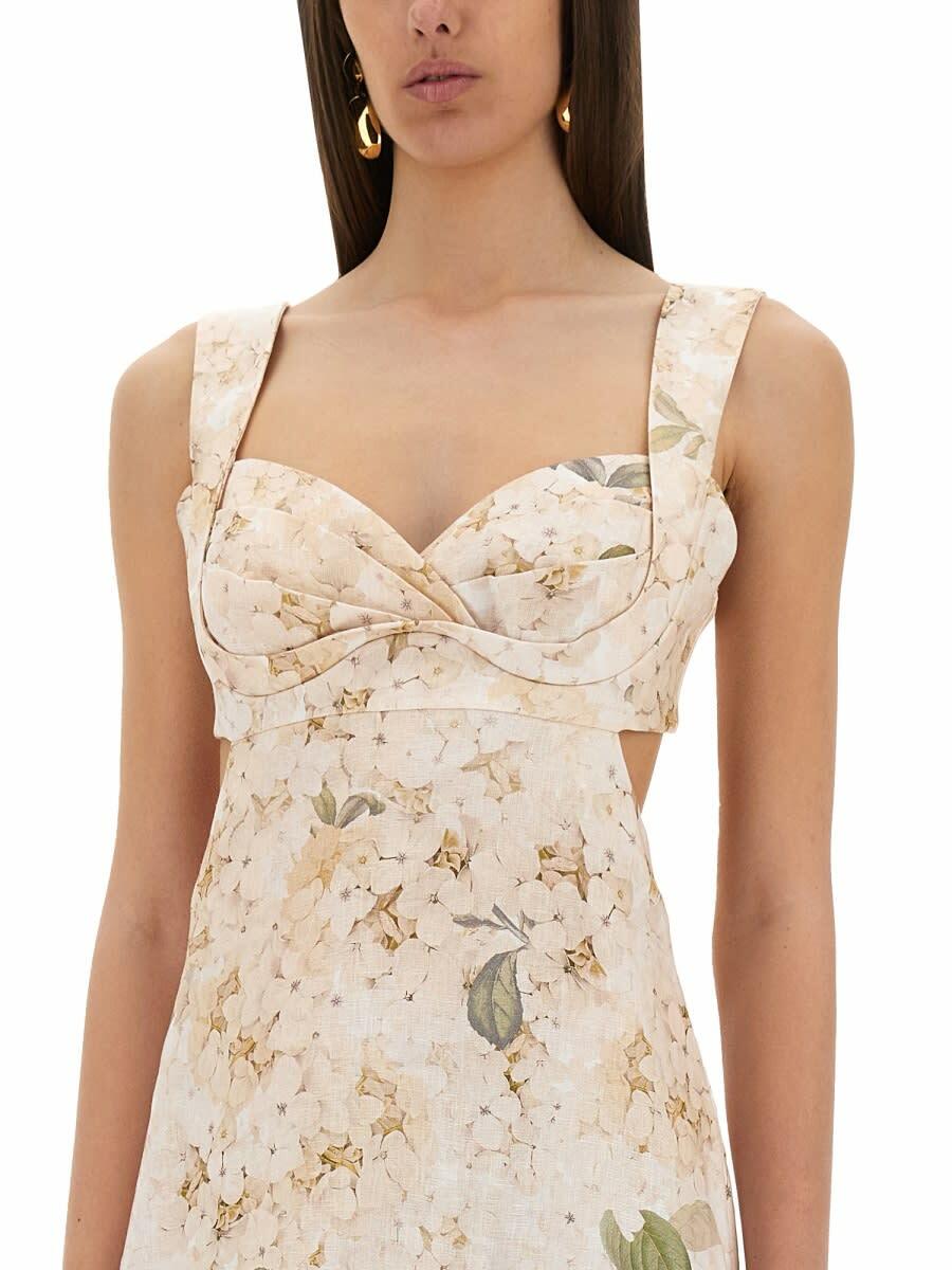 【Zimmermann】Balance floral linen midi dress 0400022293803_WHITEHYDRANGEA?