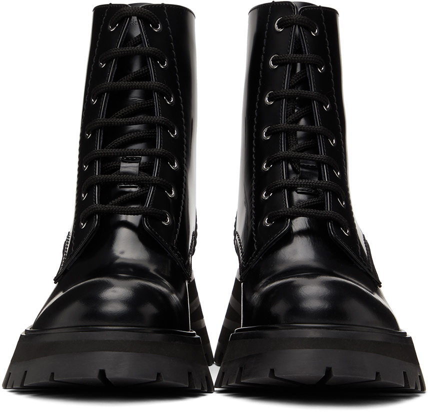 Alexander McQueen Black Patent Lace-Up Boots Alexander McQueen display picture 1