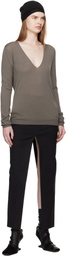 Rick Owens Gray Temple V Neck Pull Sweater