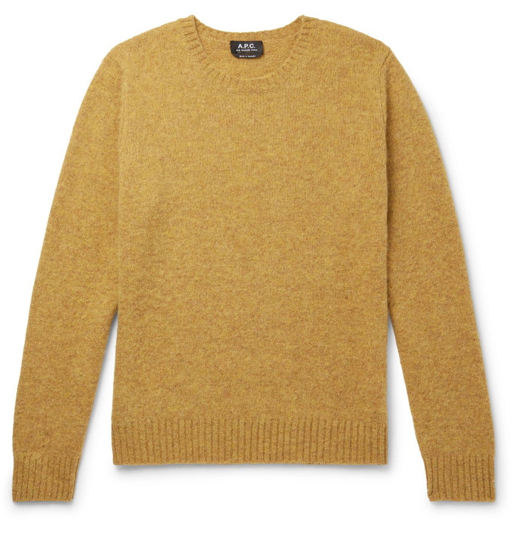 Photo: A.P.C. - Andre Mélange Brushed-Wool Sweater - Yellow