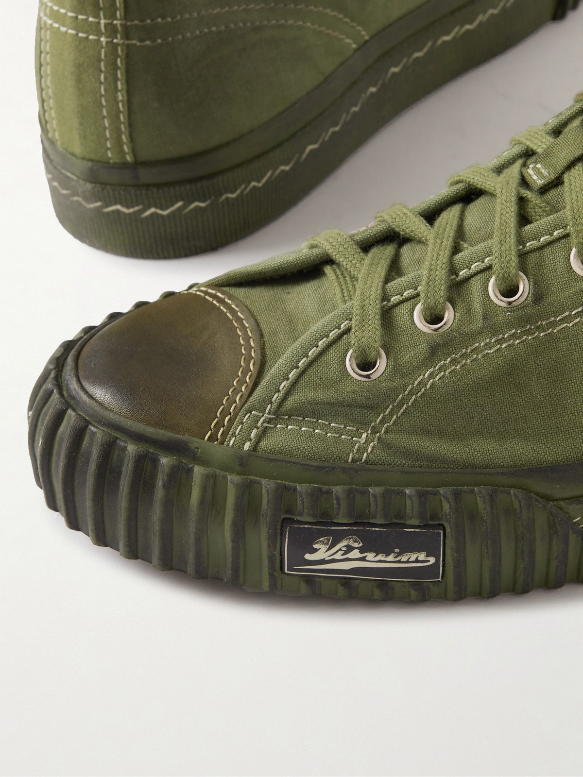 Visvim - Kiefer Leather-Trimmed Canvas High-Top Sneakers - Green