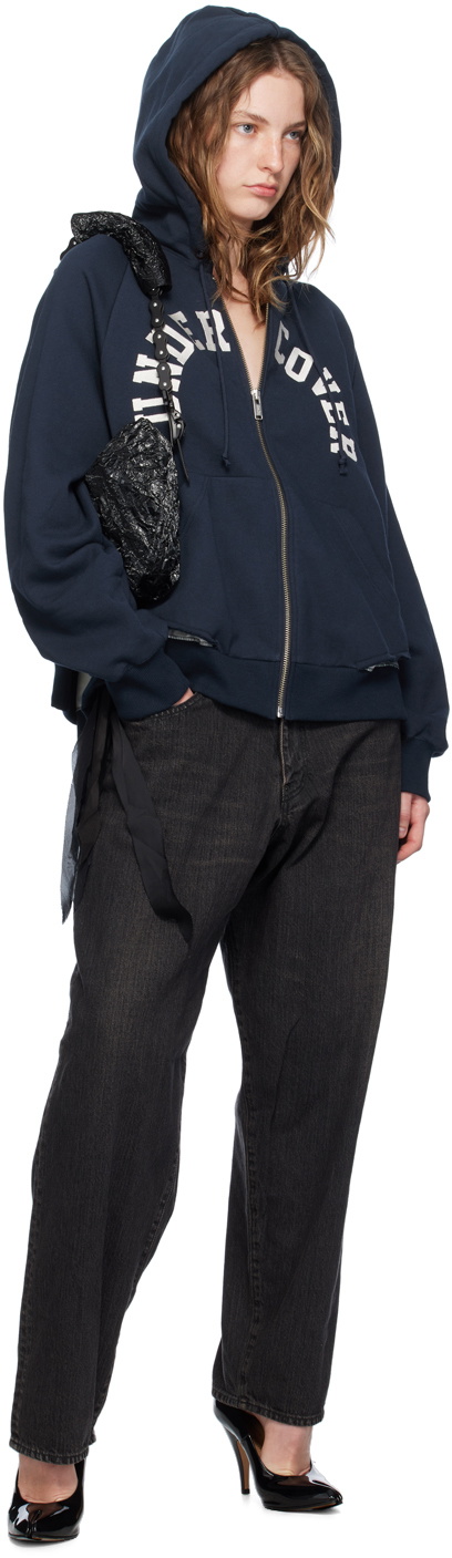 ★ADERERROR★ Dancy logo hoodie Navy UNDERCOVER Navy Embroidered Logo Hoodie Undercover