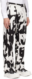 Alexander McQueen Black & White Graffiti Jeans