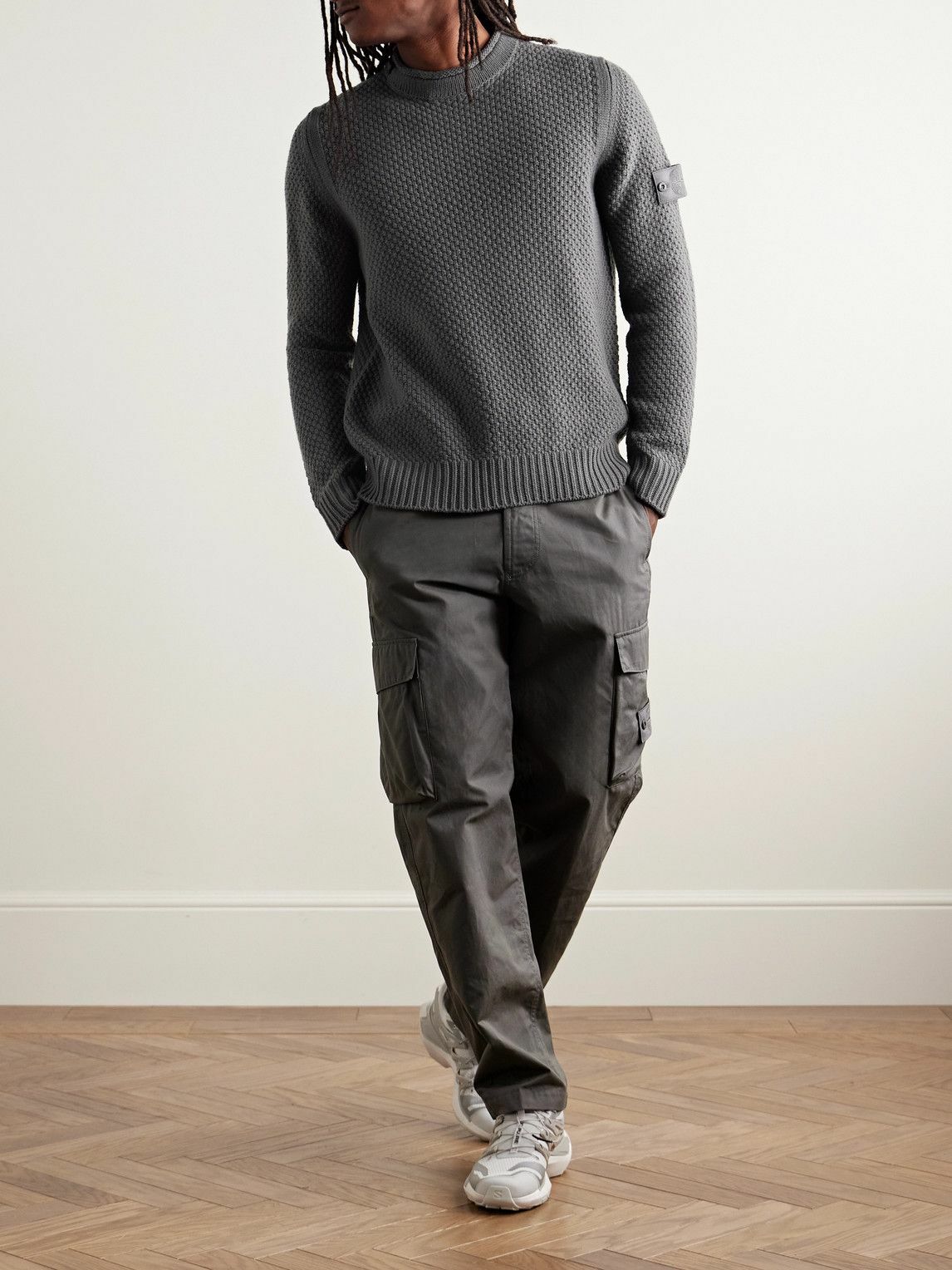 Stone Island - Ghost Logo-Appliquéd Wool Mock-Neck Sweater - Gray