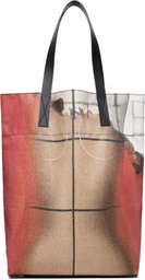 Jean Paul Gaultier Multicolor Coated Canvas Printed Fire Tote