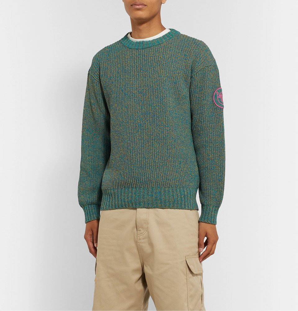 Seafoam Green Cotton Intarsia Sweater