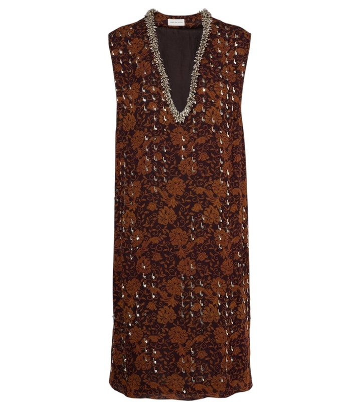 Photo: Dries Van Noten Floral embellished georgette midi dress