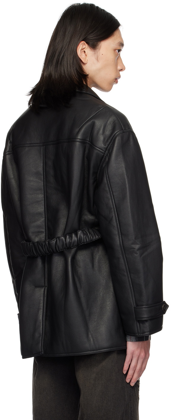 lesugiatelier Black Insulated Faux-Leather Jacket