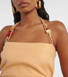 SIR Antonia beaded linen minidress